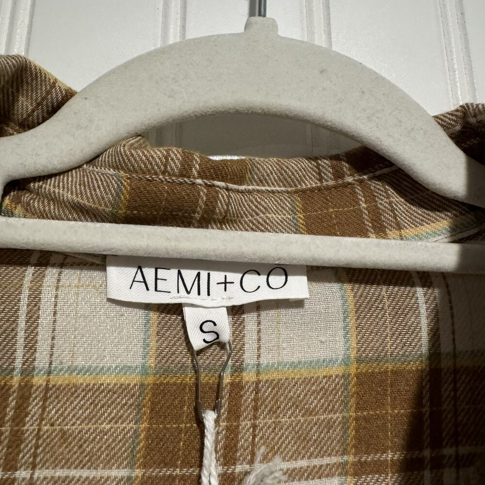 Aemi Co Oversized Fall Plaid Shirt NEW Size Small - Picture 4 of 7